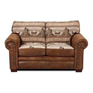 American Furniture Classics Microfiber Alpine Lodge Loveseat in Brown