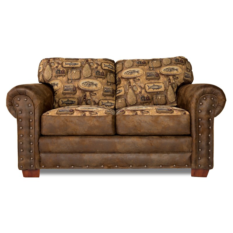 American Furniture Classics Microfiber River Bend Loveseat in Brown