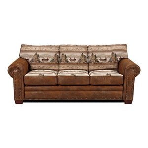 American Furniture Classics Traditional Microfiber Alpine Lodge Sofa in Brown