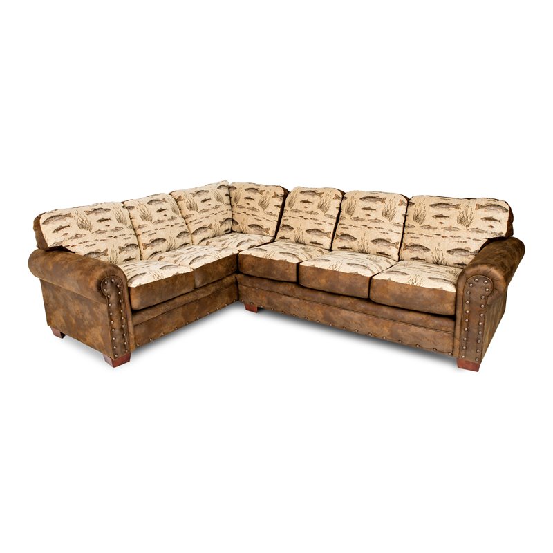American Furniture Classics 2-piece Microfiber Angler's Cove Sectional in Brown