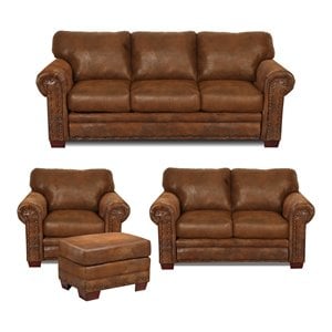 American Furniture Classics Buckskin 4-piece Microfiber Sofa Set in Brown