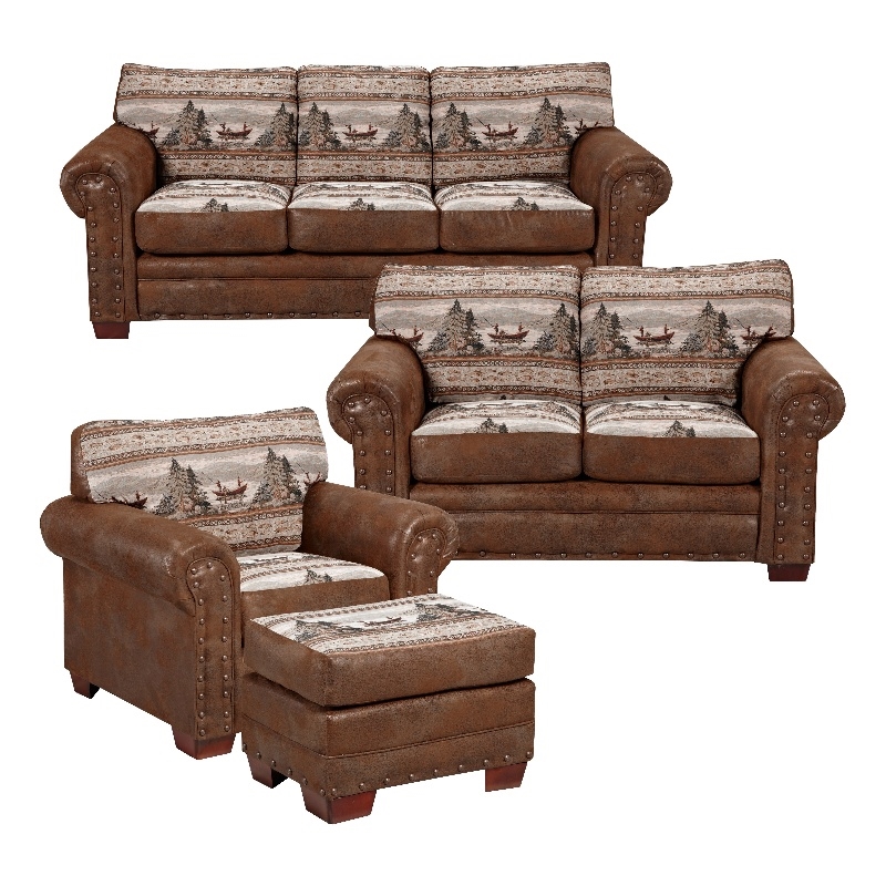 American Furniture Classics Alpine Lodge 4-piece Sleeper Sofa Set in Brown