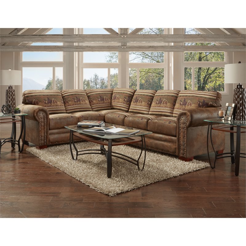American Furniture Classics Wild Horses 2-piece Microfiber Sectional in Brown