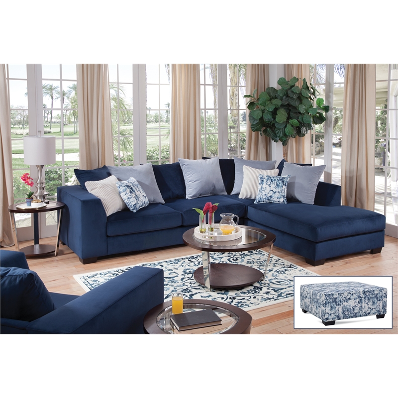 American Furniture Classics 8-080-AO4V1 Casual Comfort Ottoman in Blue Floral