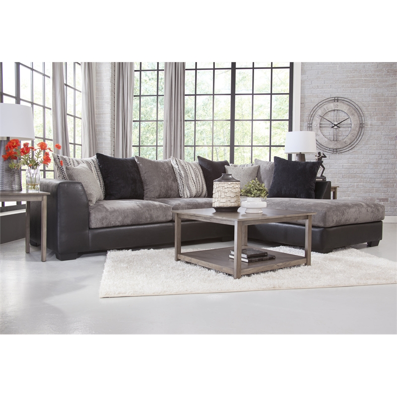American Furniture Classics Casual Comfort Charcoal & Black L Shaped Sectional