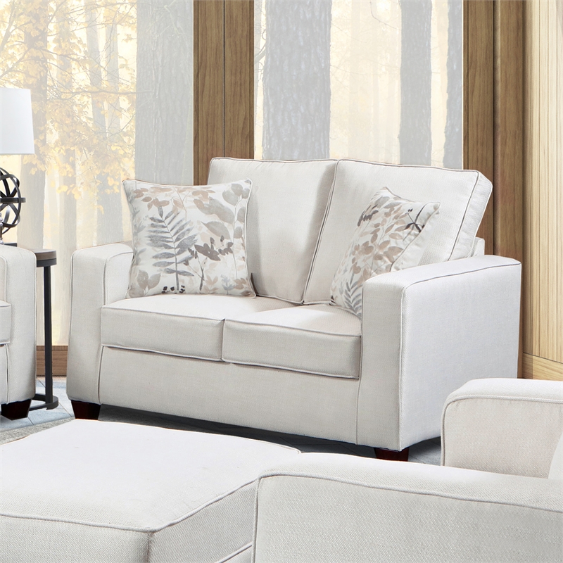 American Furniture Classics Relay Linen Loveseat with Two Throw Pillows