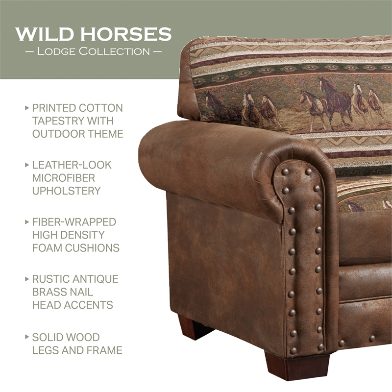 American Furniture Classics Wild Horses Arm Chair with Matching Ottoman