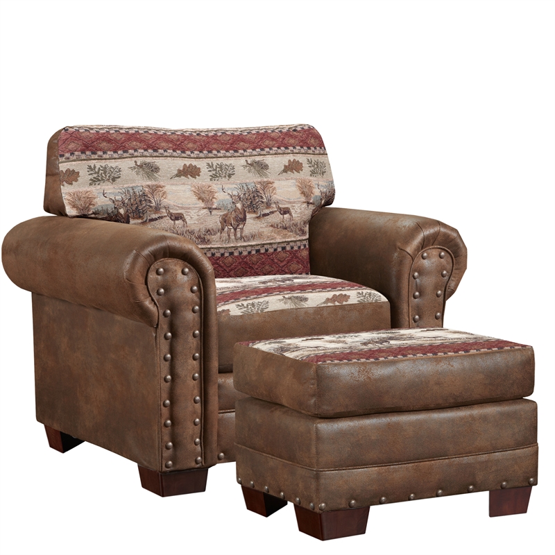 American Furniture Classics Deer Valley Arm Chair with Matching Ottoman