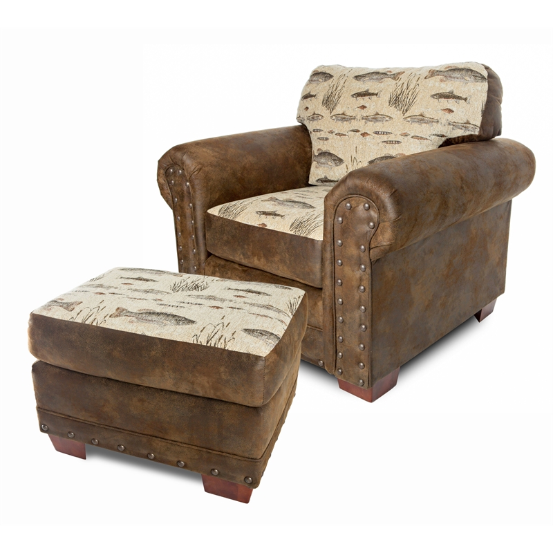 American Furniture Classics Angler's Cove Arm Chair with Matching Ottoman