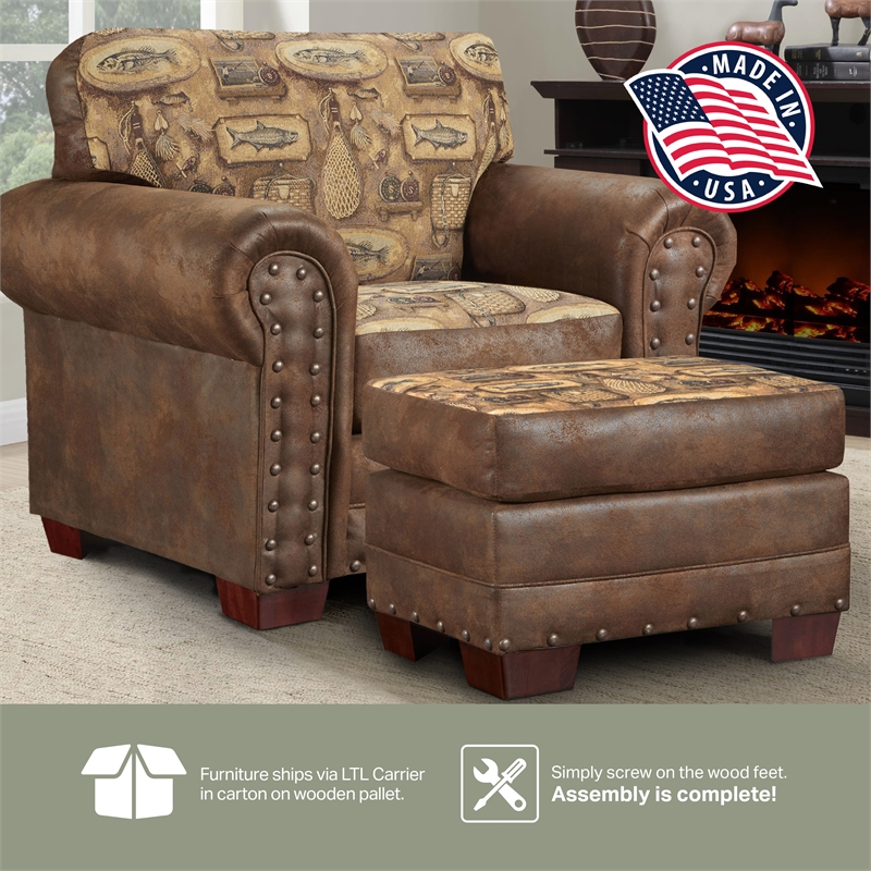 American Furniture Classics River Bend Arm Chair with Matching Ottoman