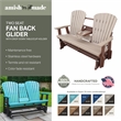 Two Seat Fan Back Glider with Drop Down Table/Cup Holder in Blue/White