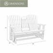Two Seat Fan Back Glider with Drop Down Table/Cup Holder in Cedar/Tudor