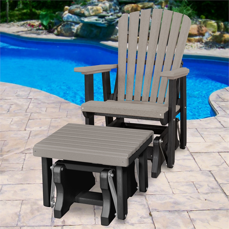 Fan Back Glider and Ottoman Glider in Light Gray/Black
