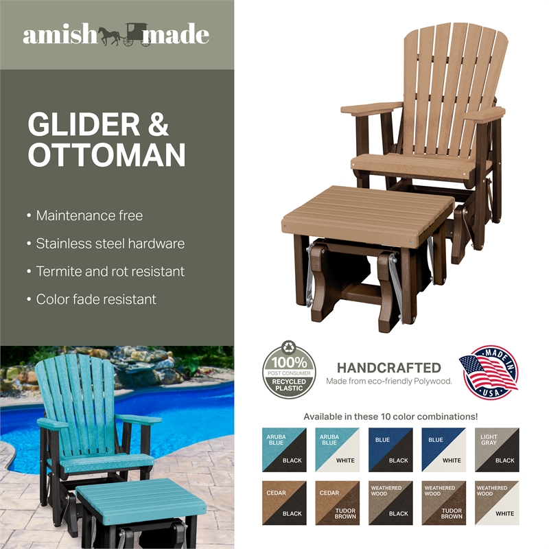 Fan Back Glider and Ottoman Glider in Weatherwood/Tudor