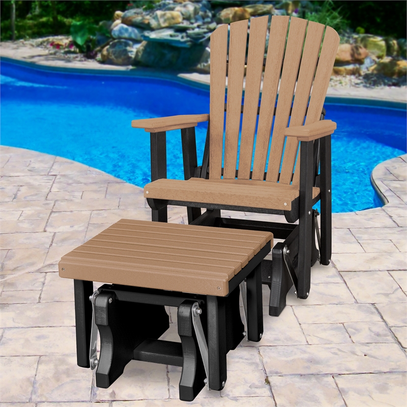 Fan Back Glider and Ottoman Glider in Cedar/Black