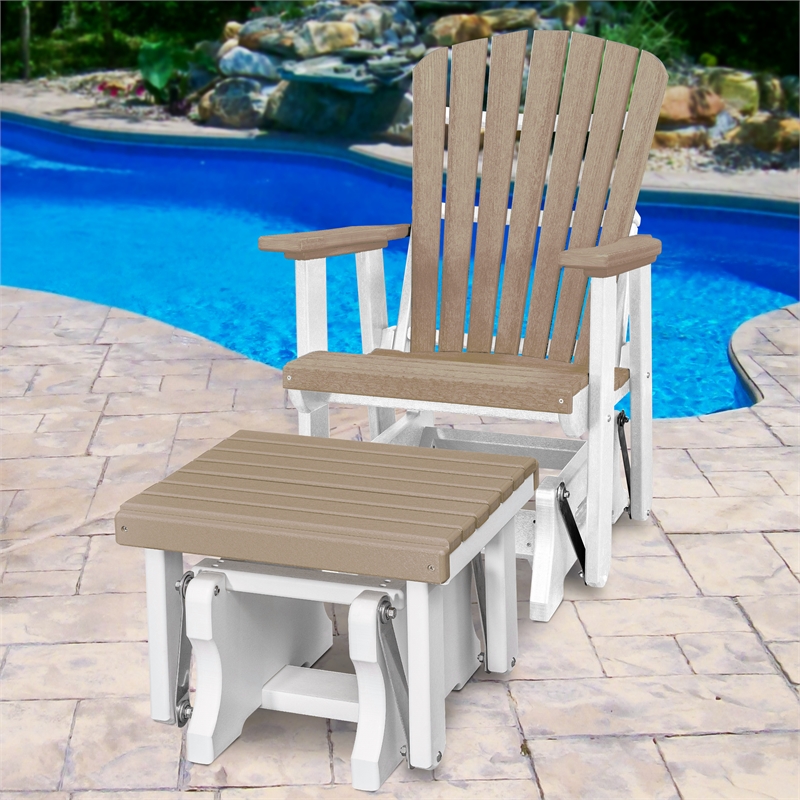 Fan Back Glider and Ottoman Glider in Weatherwood/White