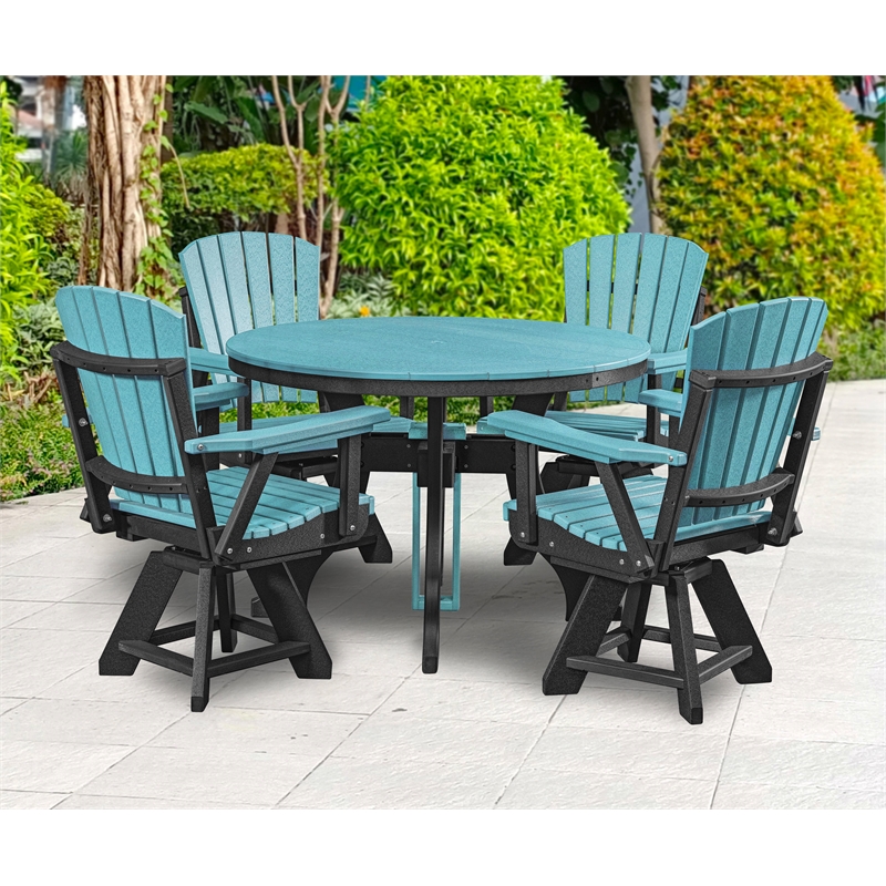 Dining Height Swivel Arm Chair in Aruba Blue/Black
