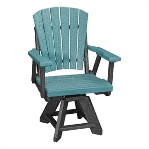 Dining Height Swivel Arm Chair in Aruba Blue/Black