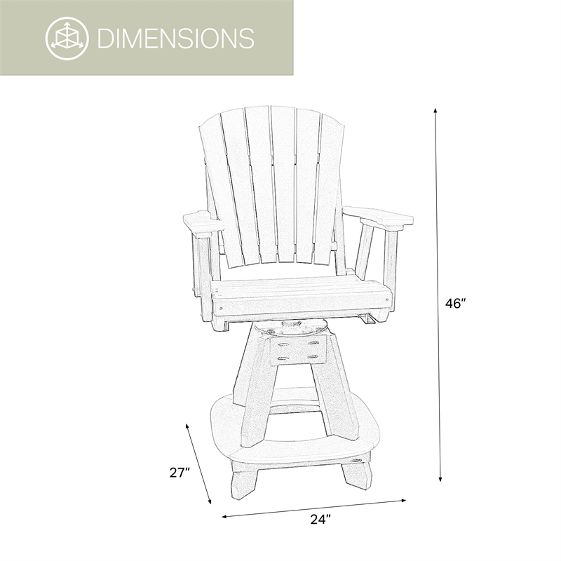 Dining Height Swivel Arm Chair in Blue/White