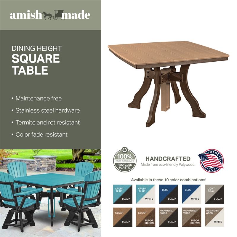 Dining Height Square Table in Cedar/Tudor