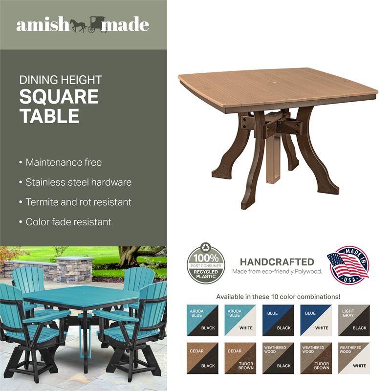 Dining Height Square Table in Light Grey/Black