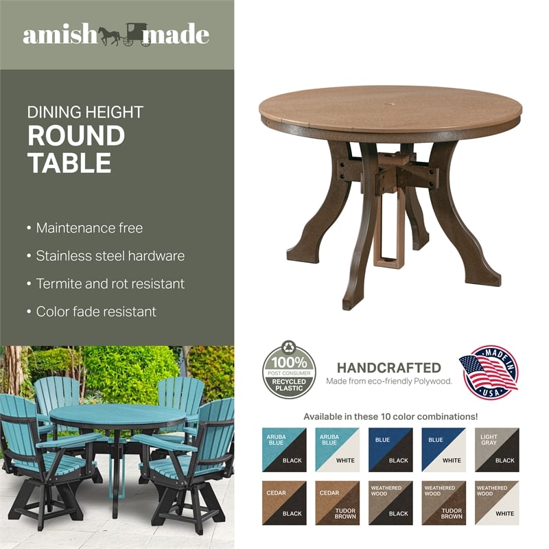 Dining Height Round Table in Light Grey/Black