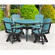 Five Piece Round Dining Height Dining Set in Aruba Blue/Black