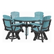 Five Piece Round Dining Height Dining Set in Aruba Blue/Black