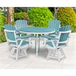 Five Piece Round Dining Height Dining Set in Aruba Blue/White