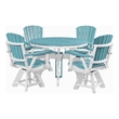 Five Piece Round Dining Height Dining Set in Aruba Blue/White