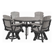 Five Piece Round Dining Height Dining Set in Light Grey/Black