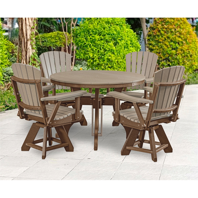 Five Piece Round Dining Height Dining Set in Weatherwood/Tudor