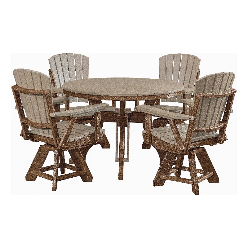 Five Piece Round Dining Height Dining Set in Weatherwood/Tudor