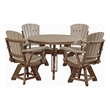 Five Piece Round Dining Height Dining Set in Weatherwood/Tudor