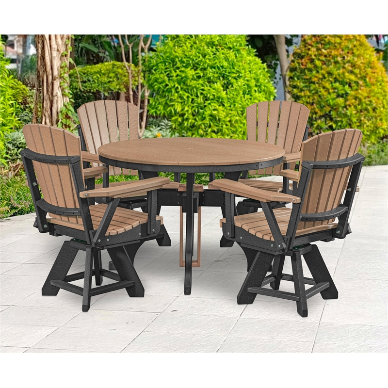 Five Piece Round Dining Height Dining Set in Cedar/Black