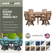 Five Piece Round Dining Height Dining Set in Blue/Black