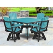 Five Piece Square Dining Height Dining Set in Aruba Blue/Black
