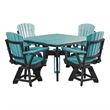 Five Piece Square Dining Height Dining Set in Aruba Blue/Black