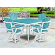 Five Piece Square Counter Height Dining Set in Aruba Blue/White