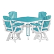 Five Piece Square Counter Height Dining Set in Aruba Blue/White