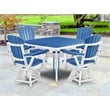 Five Piece Square Dining Height Dining Set in Blue/White