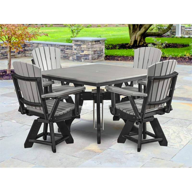 Five Piece Square Dining Height Dining Set in Light Grey/Black