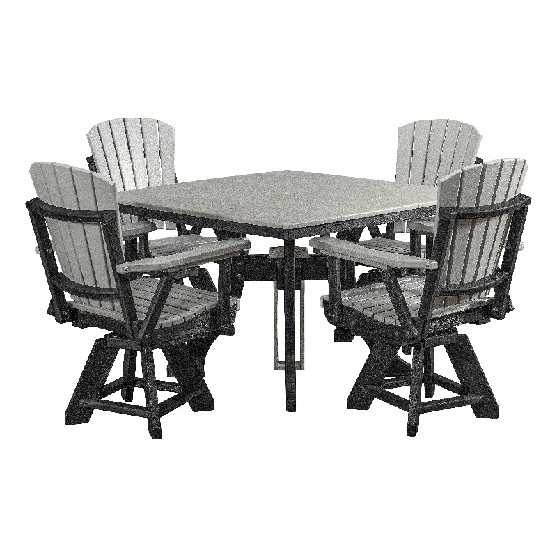 Five Piece Square Dining Height Dining Set in Light Grey/Black