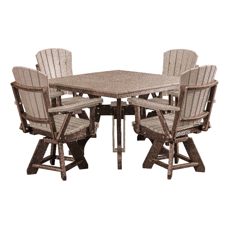 Five Piece Square Dining Height Dining Set in Weatherwood/Tudor
