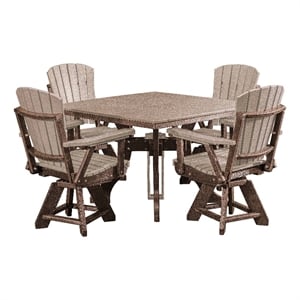 Five Piece Square Dining Height Dining Set in Weatherwood/Tudor