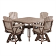 Five Piece Square Dining Height Dining Set in Weatherwood/Tudor