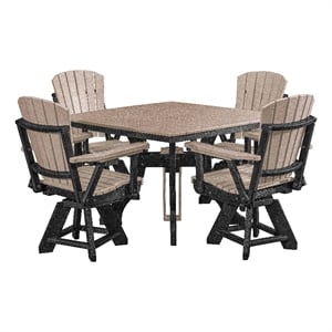 Five Piece Square Dining Height Dining Set in Weatherwood/Black
