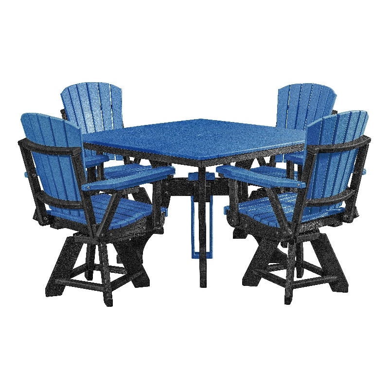 Five Piece Square Dining Height Dining Set in Blue/Black