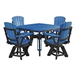 Five Piece Square Dining Height Dining Set in Blue/Black