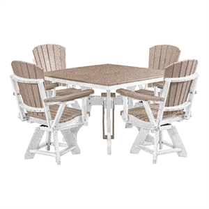 Five Piece Square Dining Height Dining Set in Weatherwood/White
